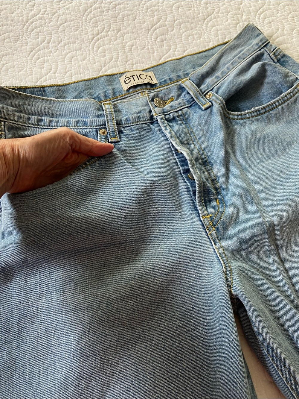 Etica Light Blue 100% Cotton High Waisted Button Fly Wide-Leg Jeans - Picture 7 of 13